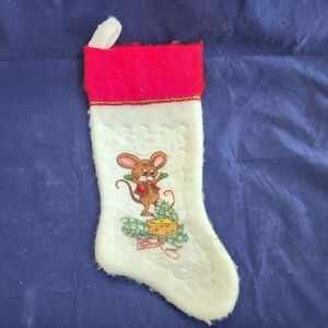 Vintage 80s Mouse Christmas Stocking
